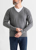 Sonya Hopkins Sydney 100% pure cashmere v-neck knit in charcoal grey marle