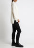 Sonya Hopkins 100% cashmere zip rib knit in winter white
