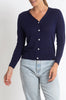 Sonya Hopkins 95% cotton 5% cashmere Superfine v-neck cardigan in royal blue