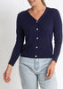 Sonya Hopkins 95% cotton 5% cashmere Superfine v-neck cardigan in royal blue
