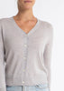 Sonya Hopkins 95% cotton 5% cashmere superfine v-neck cardigan in silver marle