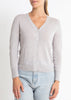 Sonya Hopkins 95% cotton 5% cashmere superfine v-neck cardigan in silver marle