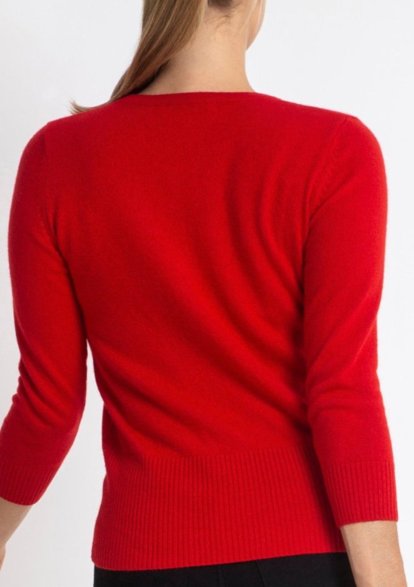 Sonya Hopkins 55% silk 45% cashmere v-neck cardigan in red