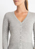 Sonya Hopkins 55% silk 45% cashmere v-neck cardigan in pale marle grey