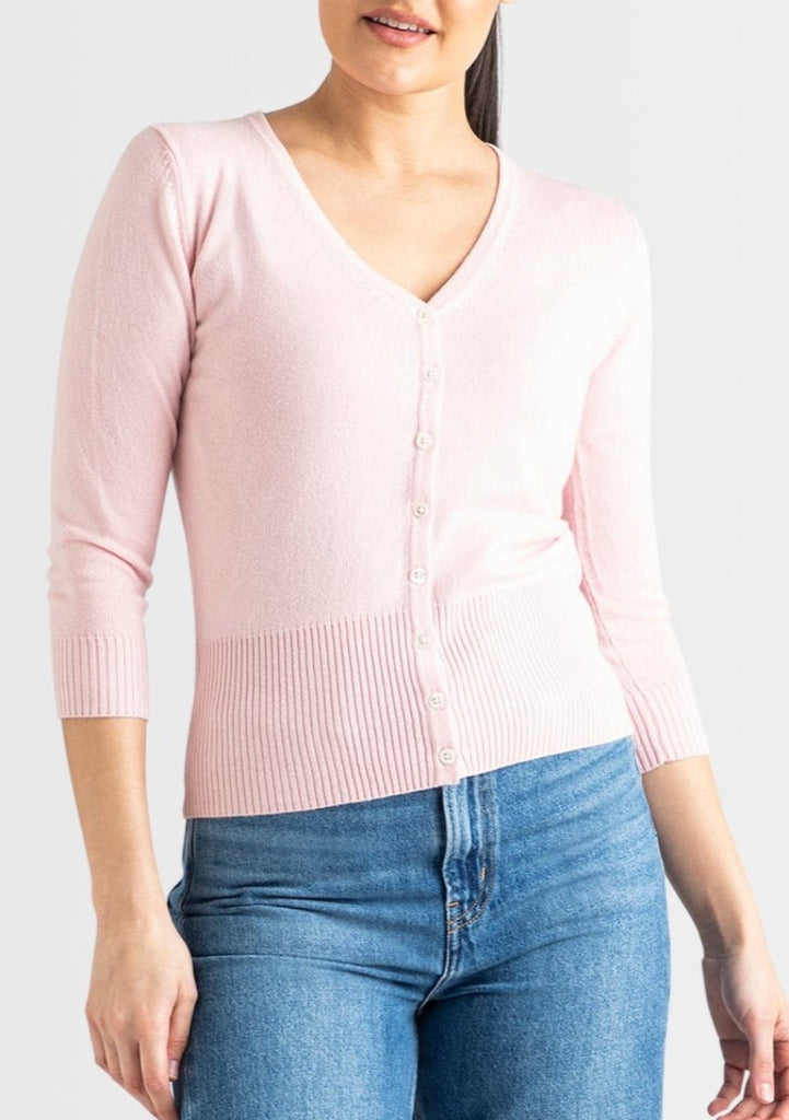 Silk + Cashmere Audrey Cardigan in Pale Pink - Sonya Hopkins Sydney