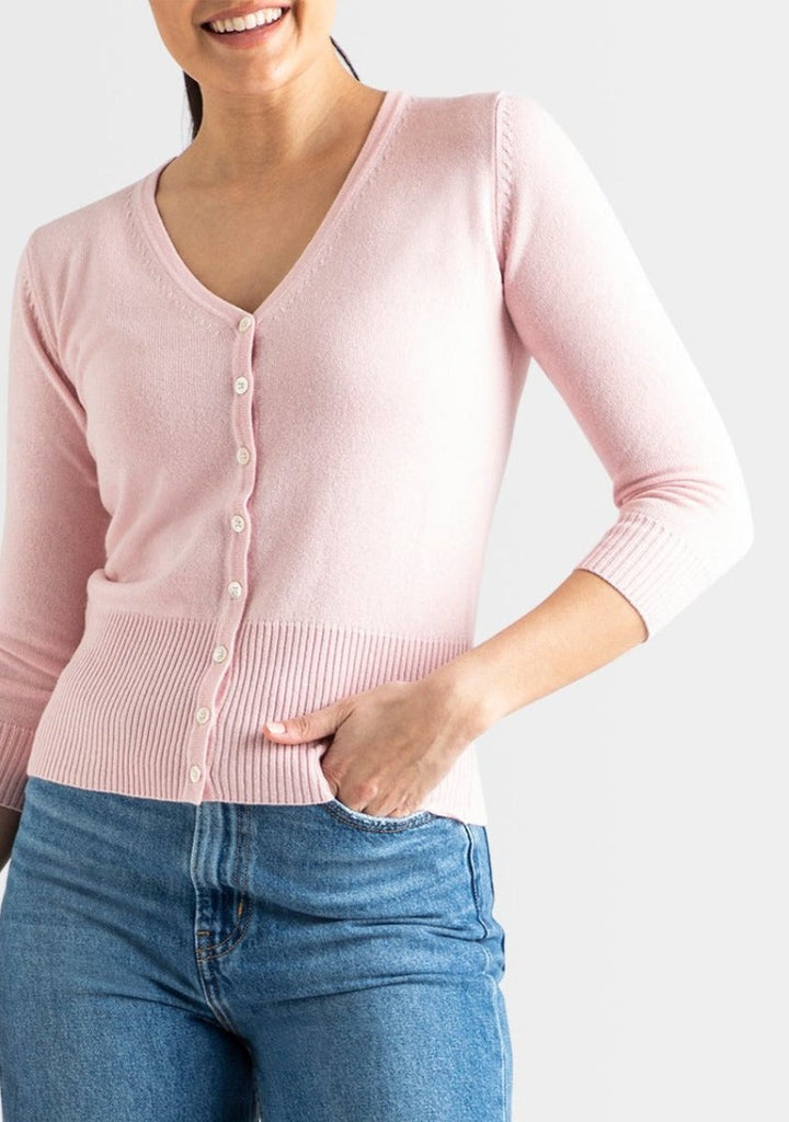 Silk + Cashmere Audrey Cardigan in Pale Pink - Sonya Hopkins Sydney